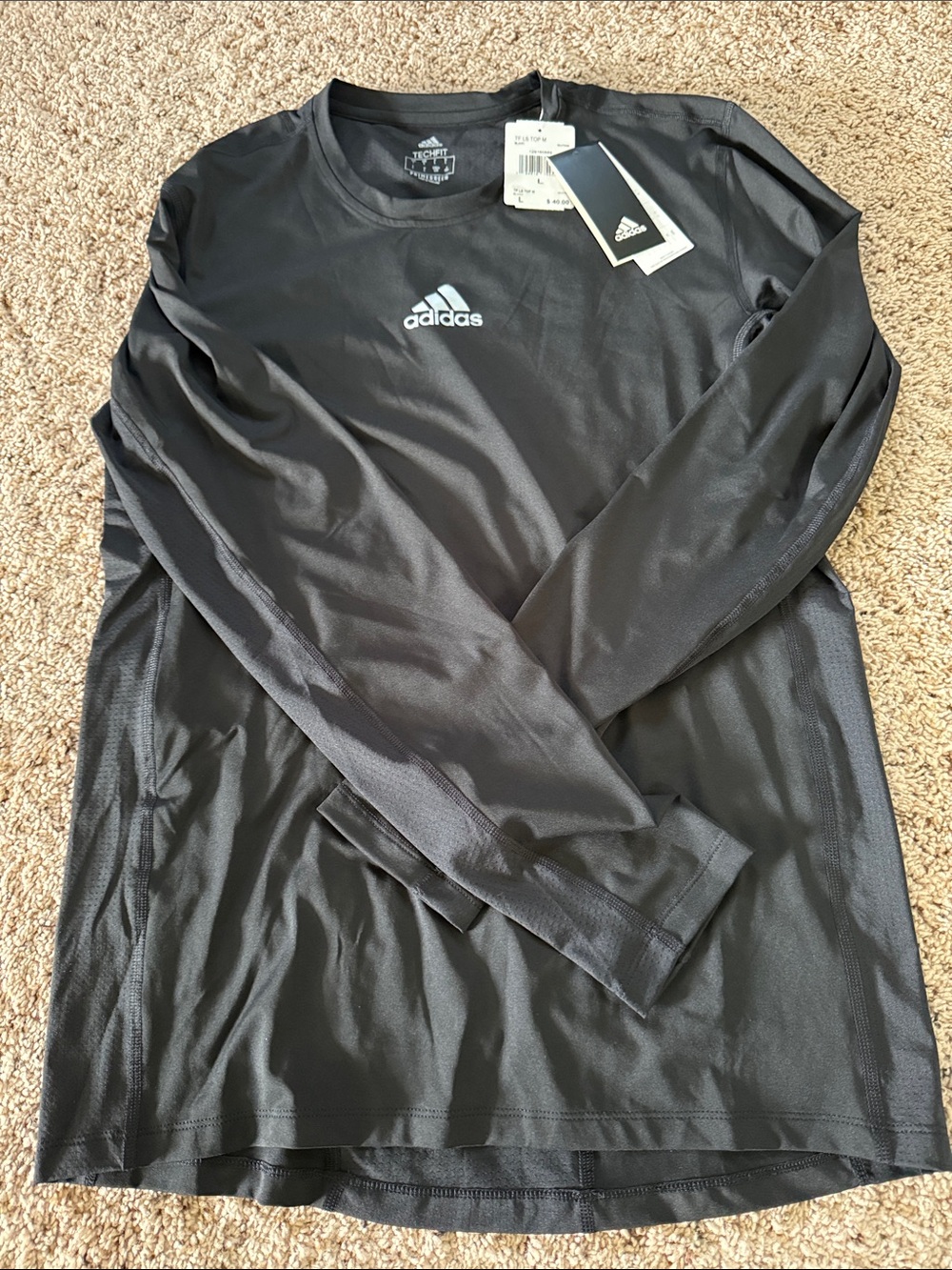 adidas Black Long Sleeve Training Top with Logo